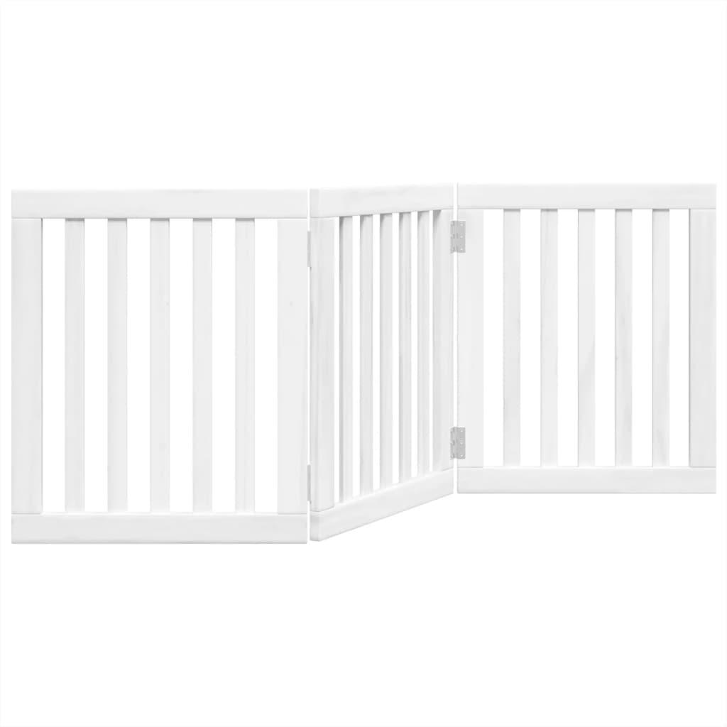 Vrata za pse s 3 panela sklopiva bijela 150 cm od drva topole