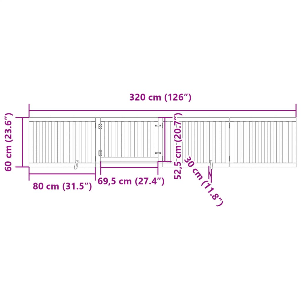 Vrata za pse s vratašcima 4 panela sklopiva 320 cm drvo topole