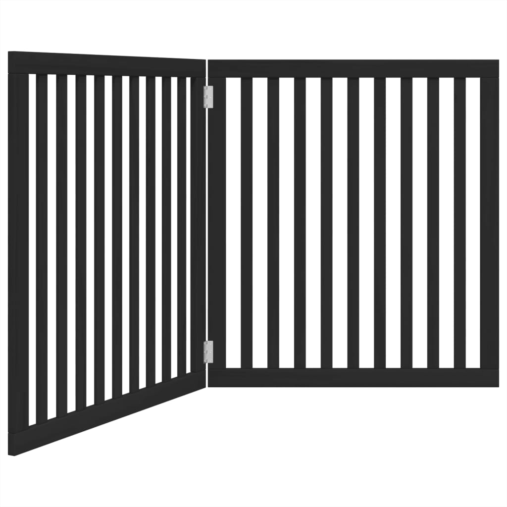Vrata za pse s 2 panela sklopiva crna 160 cm od drva topole