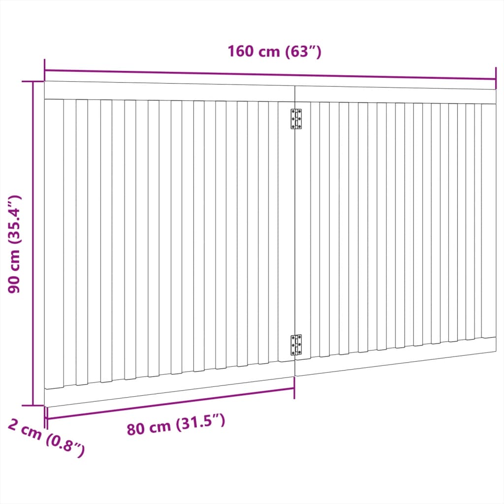 Vrata za pse s 2 panela sklopiva crna 160 cm od drva topole