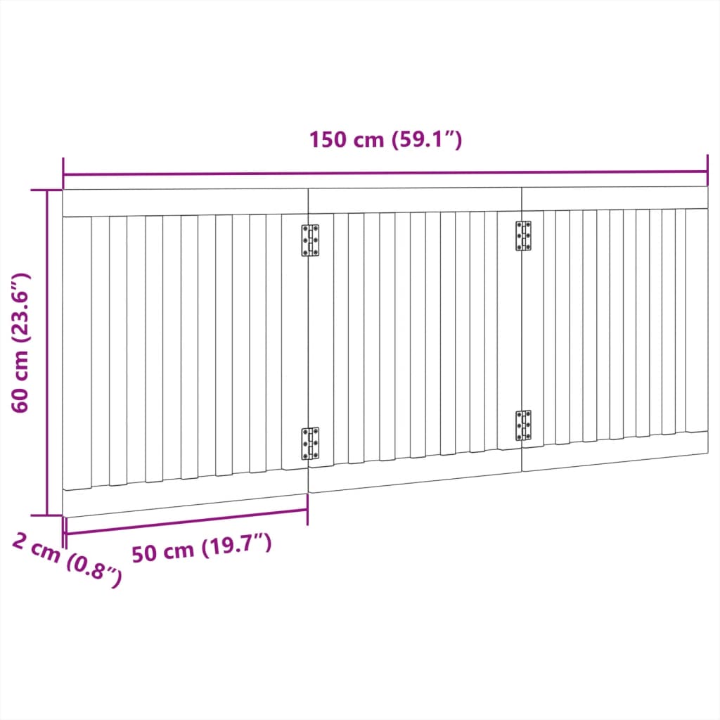 Vrata za pse s 3 panela sklopiva smeđa 150 cm od drva topole