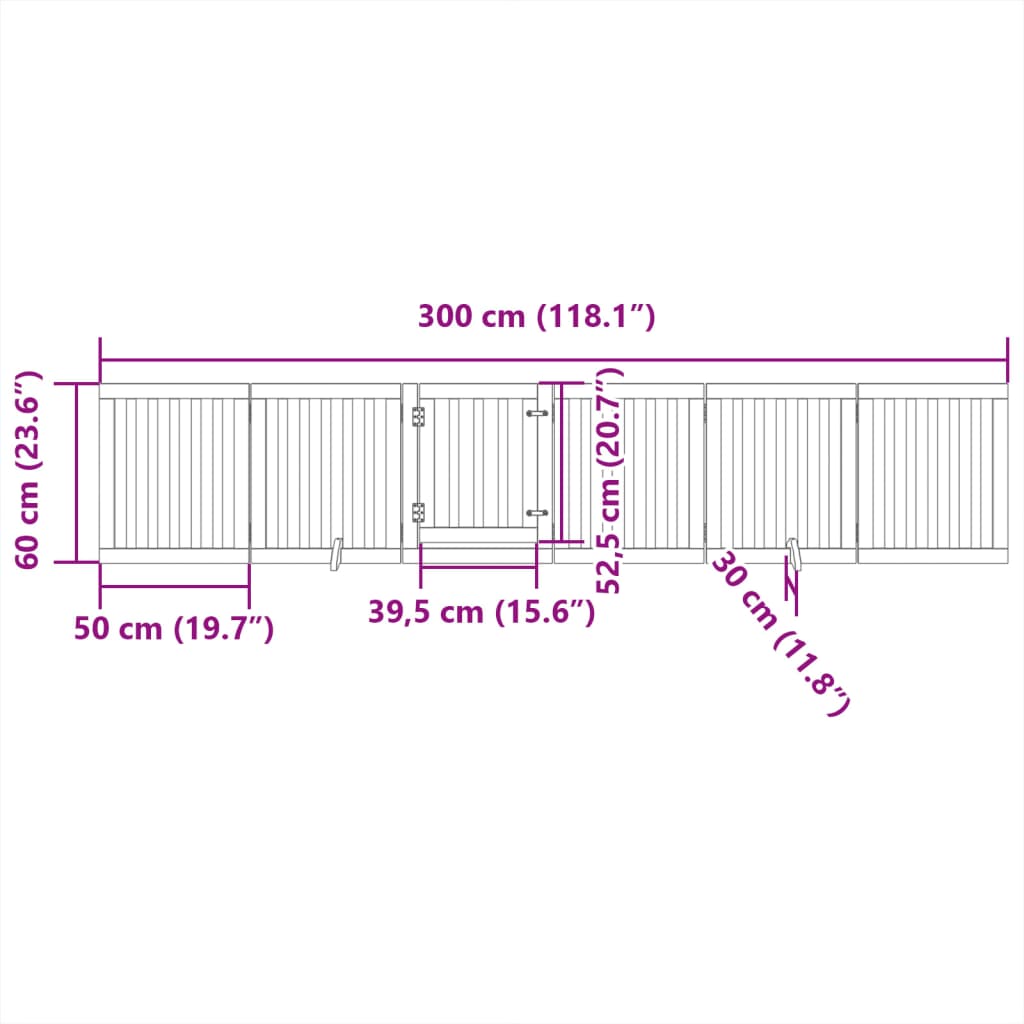Vrata za pse s vratašcima 6 panela sklopiva 300 cm drvo topole