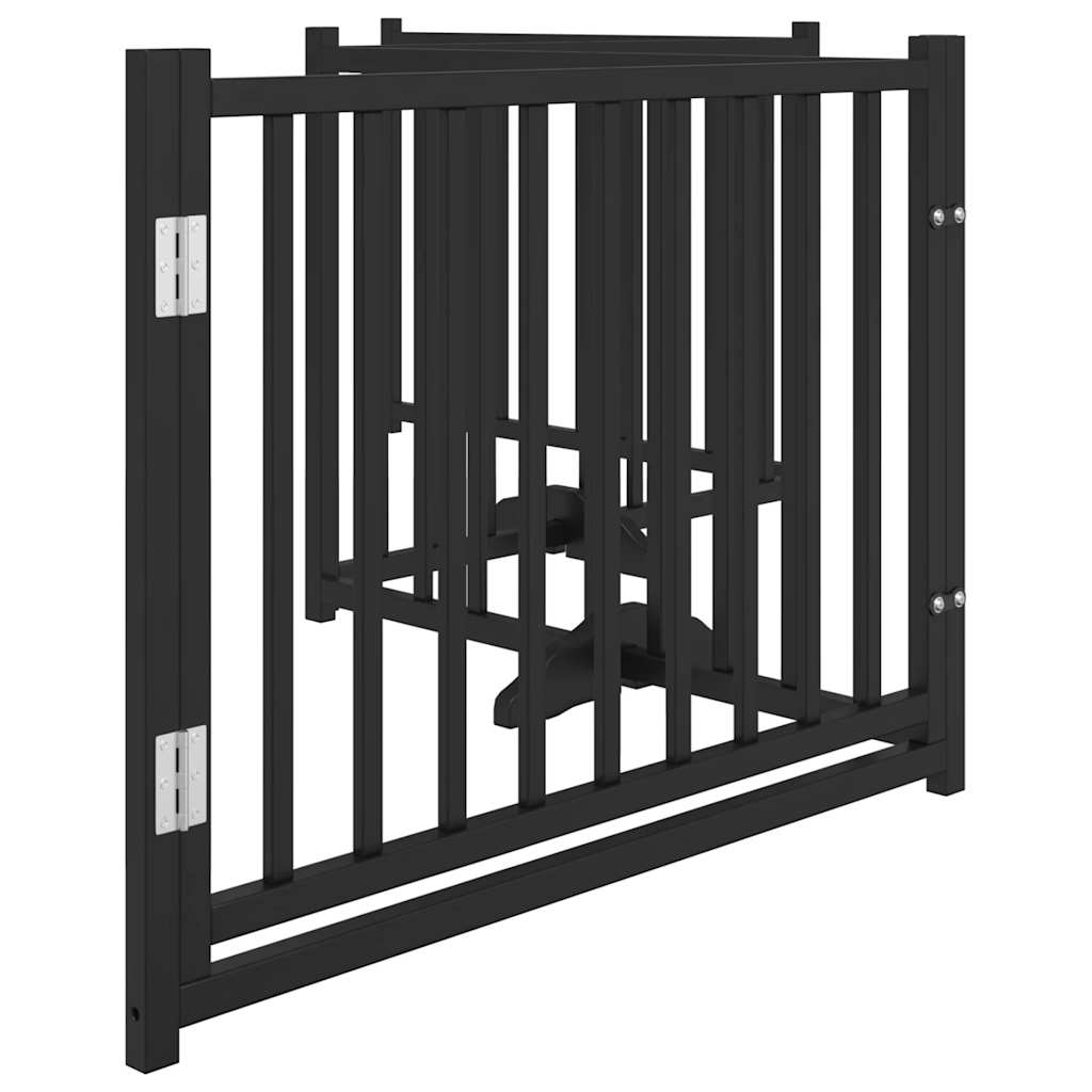 Vrata za pse s vratima sklopiva 4 panela crna 320 cm