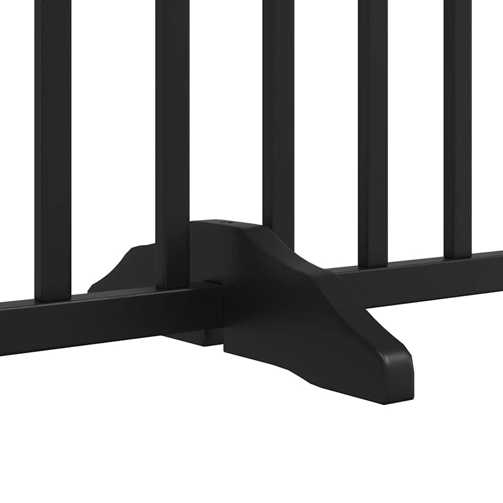 Vrata za pse s vratima sklopiva 4 panela crna 320 cm