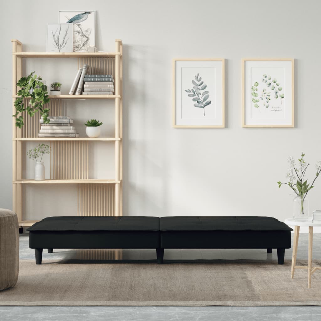 Kauč na razvlačenje od tkanine crni