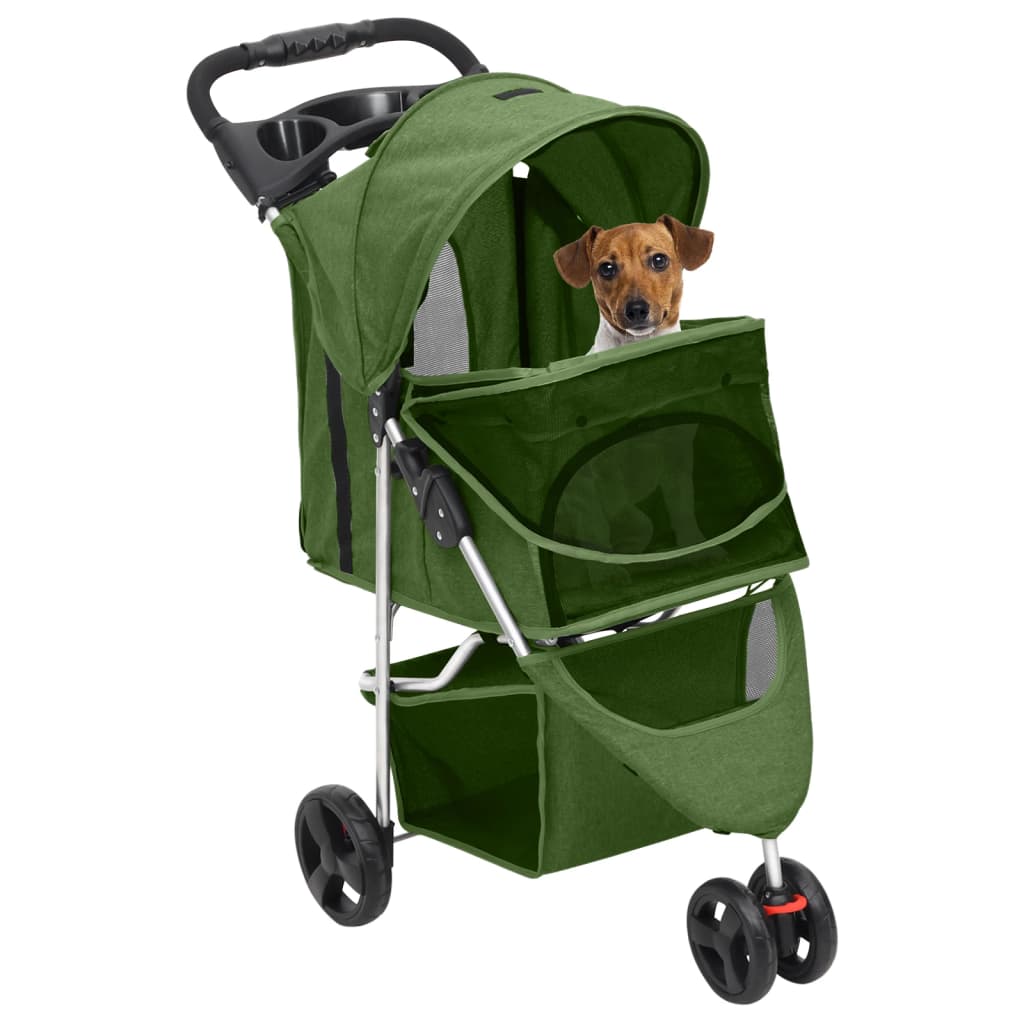 Sklopiva kolica za pse zelena 80 x 46 x 98 cm od tkanine oxford