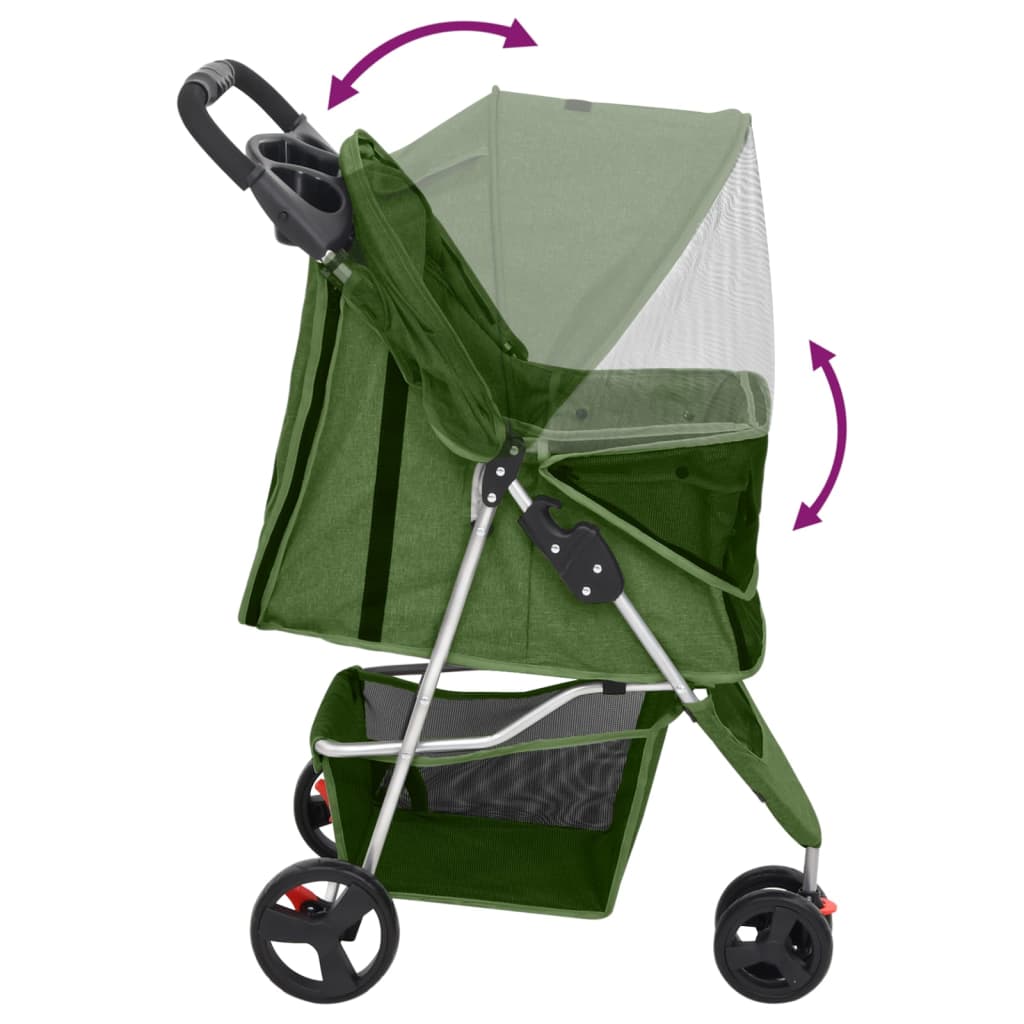Sklopiva kolica za pse zelena 80 x 46 x 98 cm od tkanine oxford