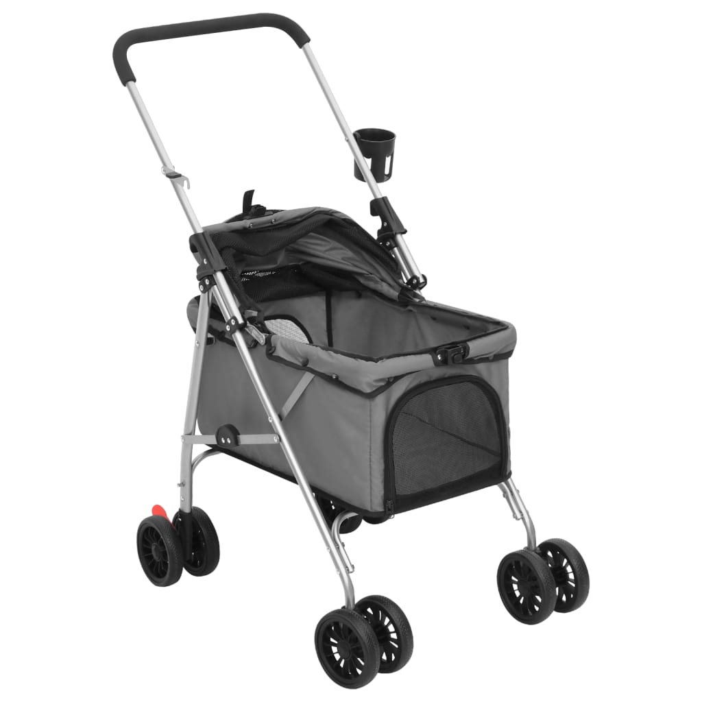 Sklopiva kolica za pse siva 76 x 50 x 100 cm od tkanine Oxford