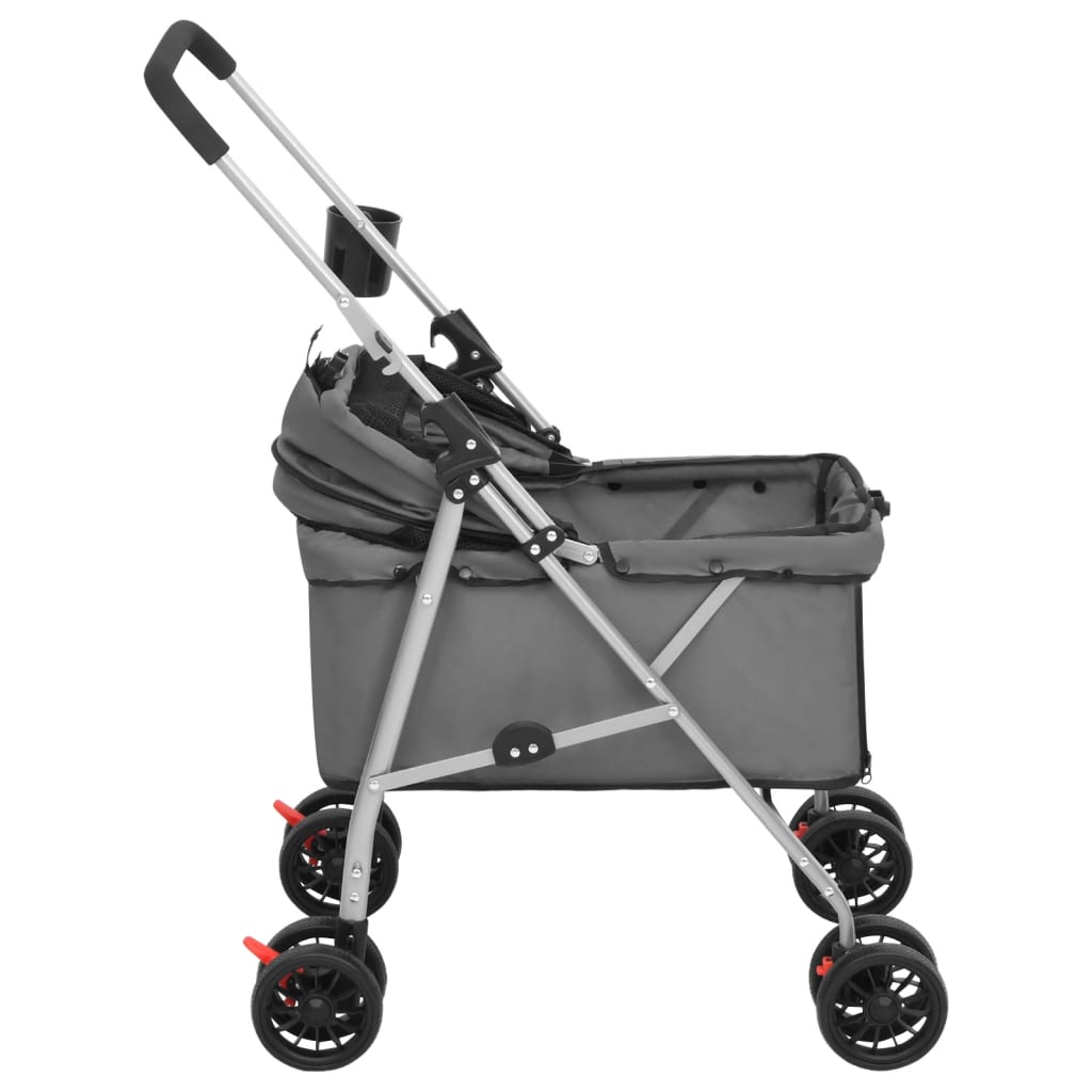 Sklopiva kolica za pse siva 76 x 50 x 100 cm od tkanine Oxford