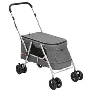 Sklopiva kolica za pse siva 100 x 49 x 96 cm od lanene tkanine