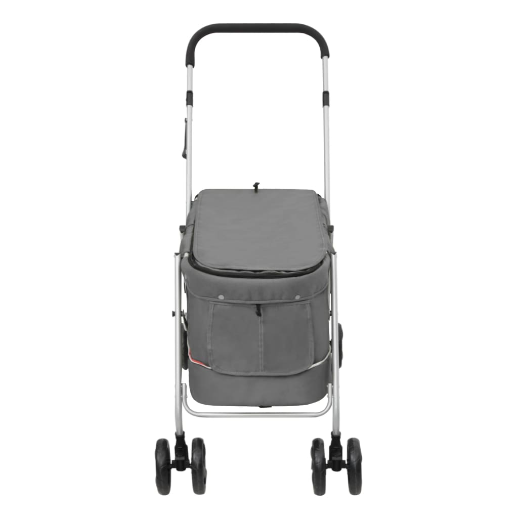 Sklopiva kolica za pse siva 100 x 49 x 96 cm od lanene tkanine