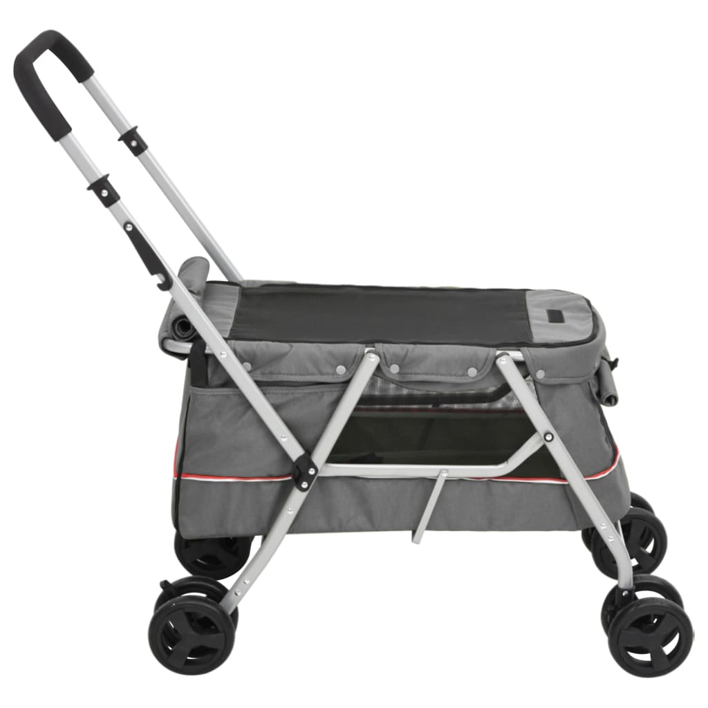 Sklopiva kolica za pse siva 100 x 49 x 96 cm od lanene tkanine