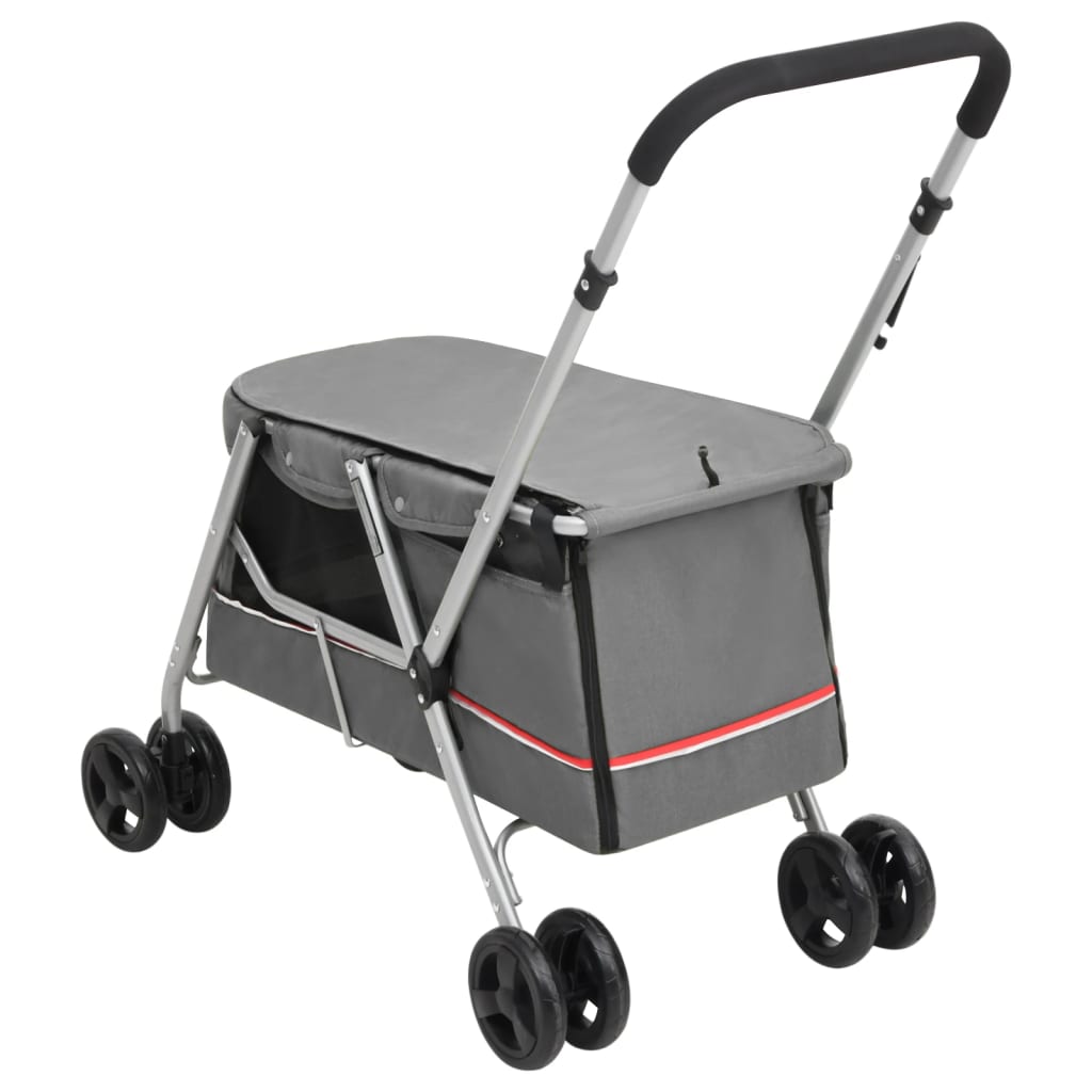 Sklopiva kolica za pse siva 100 x 49 x 96 cm od lanene tkanine
