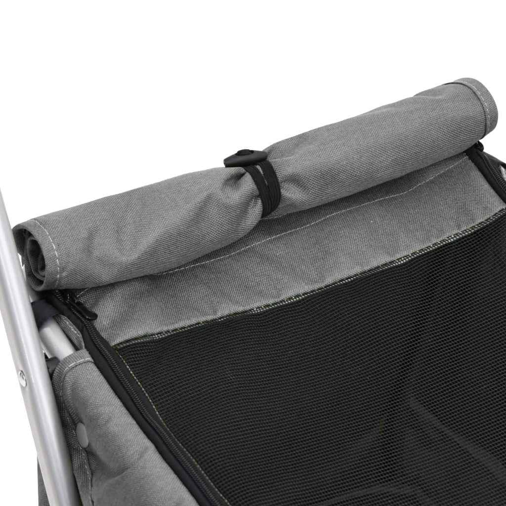 Sklopiva kolica za pse siva 100 x 49 x 96 cm od lanene tkanine