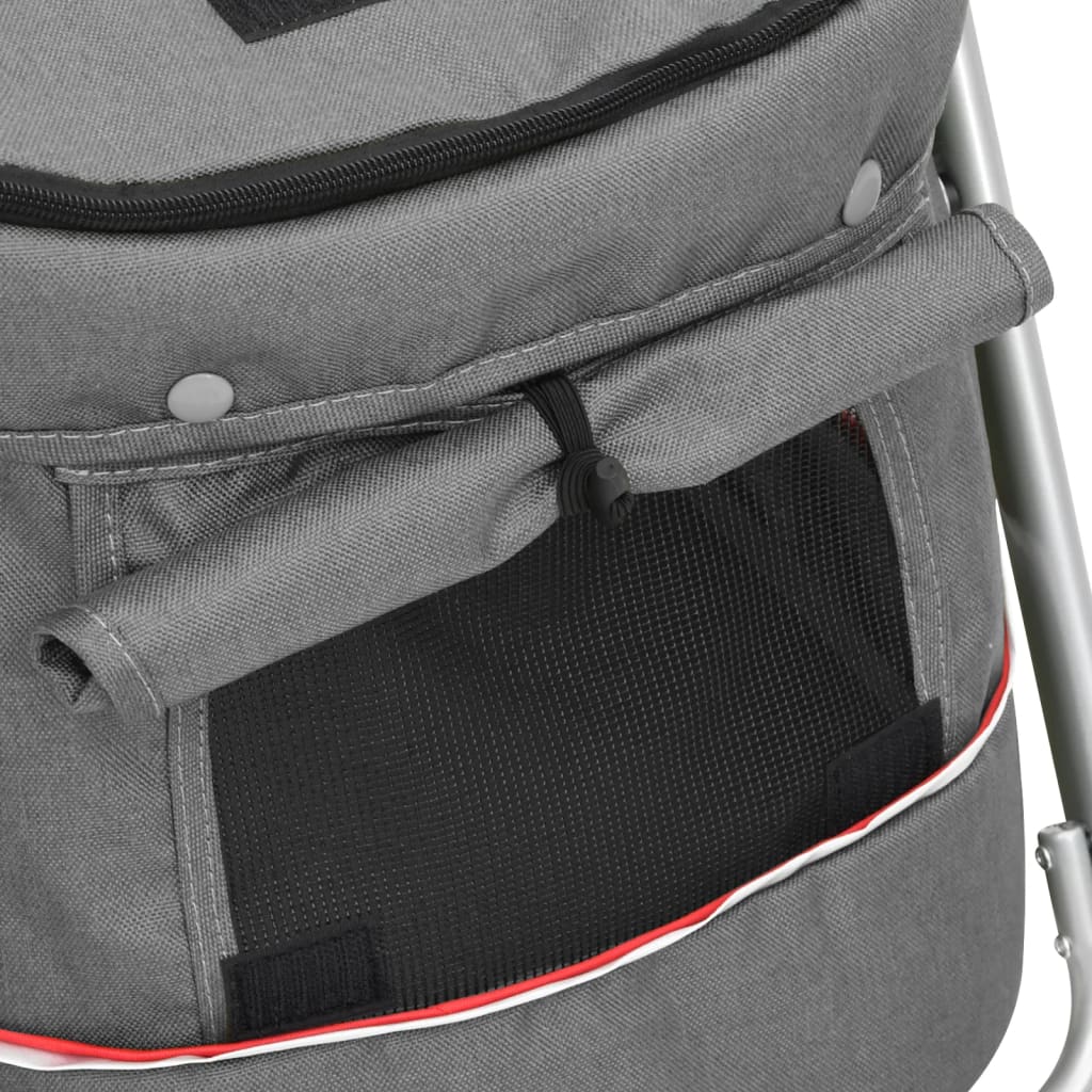 Sklopiva kolica za pse siva 100 x 49 x 96 cm od lanene tkanine