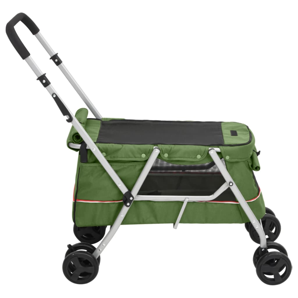 Sklopiva kolica za pse zelena 100x49x96 cm od lanene tkanine