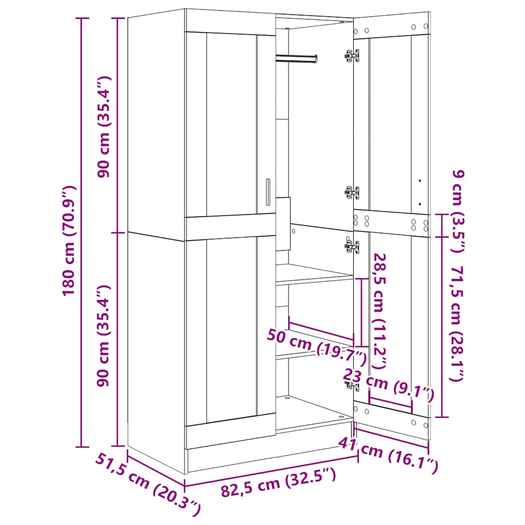 Ormar boja dimljenog hrasta 82,5x51,5x180 cm konstruirano drvo