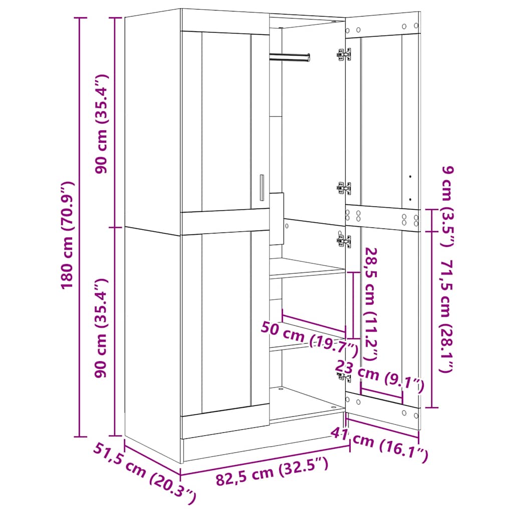 Ormar siva boja hrasta 82,5x51,5x180 cm od konstruiranog drva