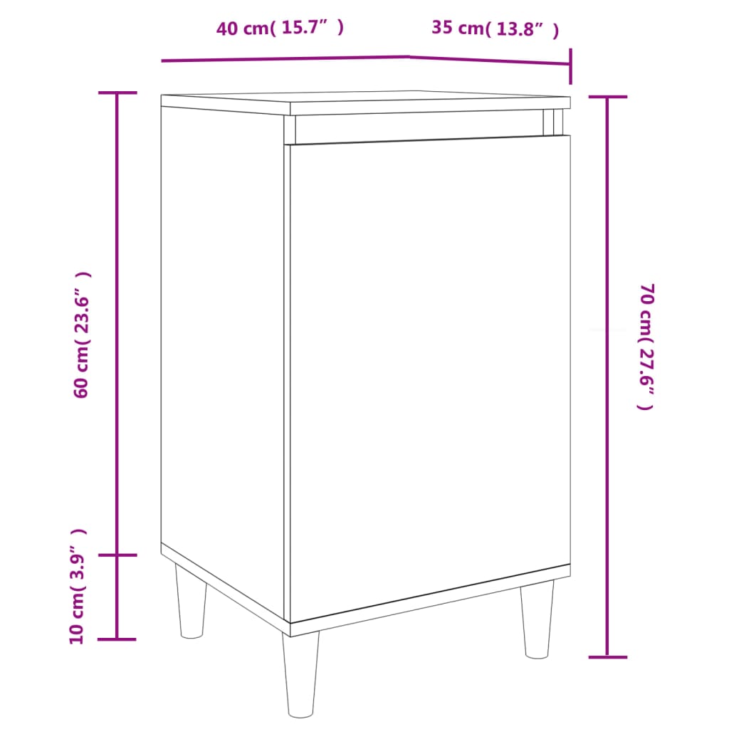 Noćni ormarići 2 kom boja hrasta 40x35x70 cm konstruirano drvo