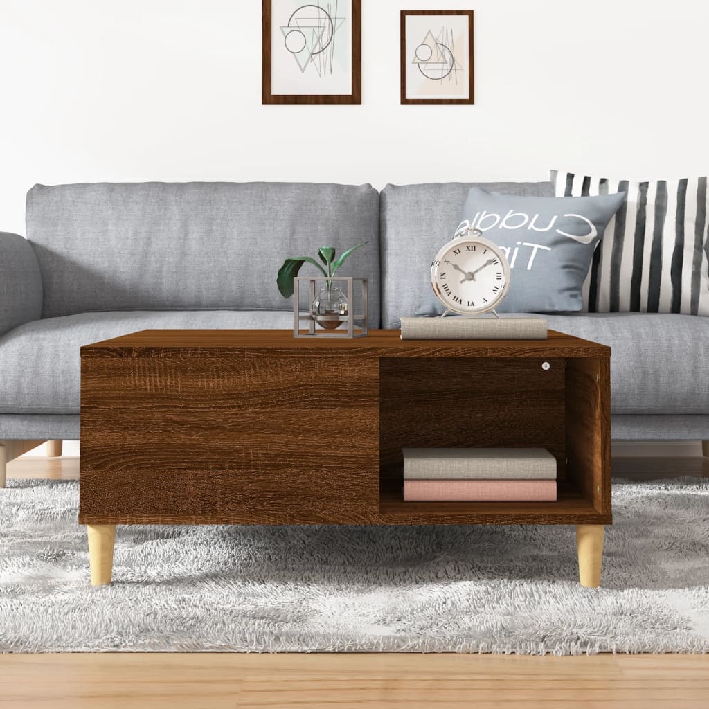 Stolić za kavu smeđi hrast 80x80x36,5 cm konstruirano drvo