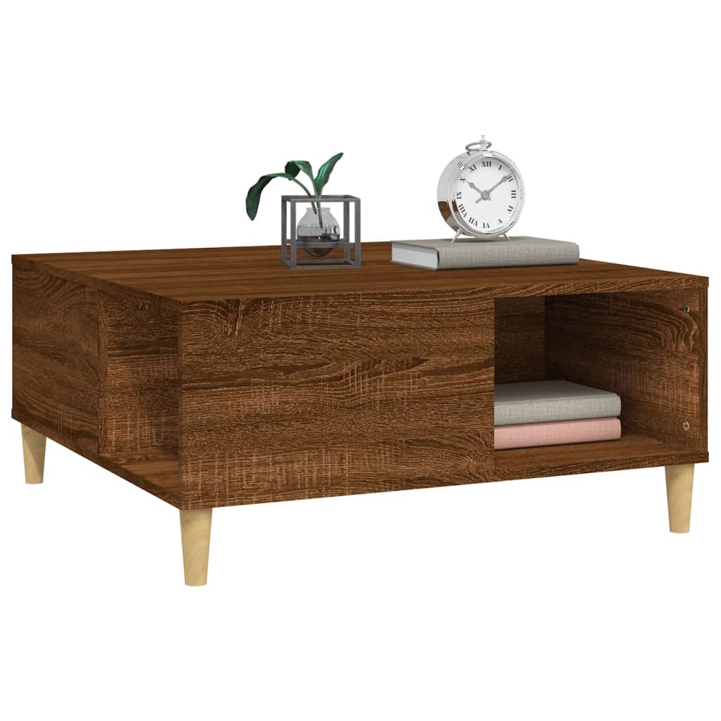Stolić za kavu smeđi hrast 80x80x36,5 cm konstruirano drvo