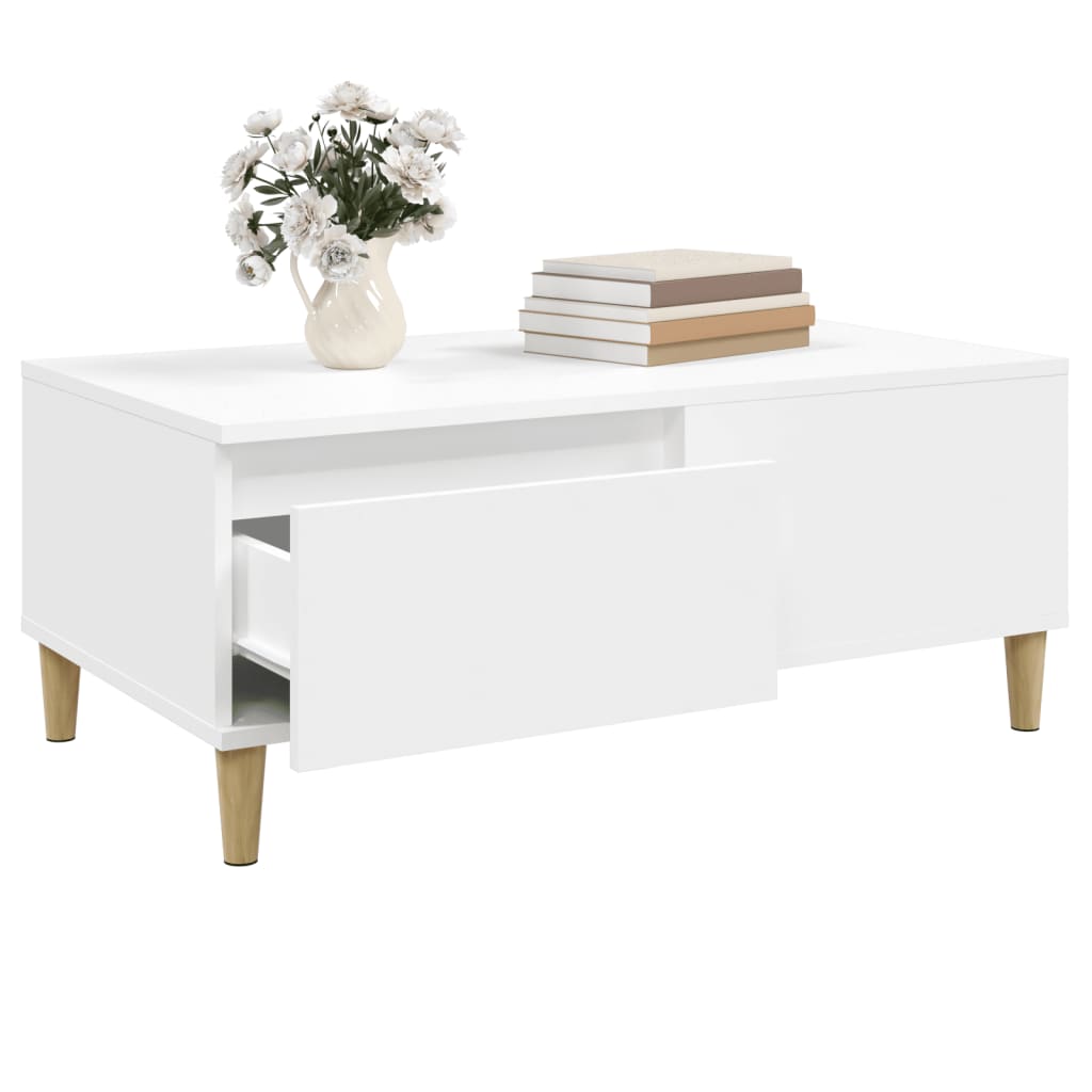 Stolić za kavu bijeli 90 x 50 x 36,5 cm od konstruiranog drva