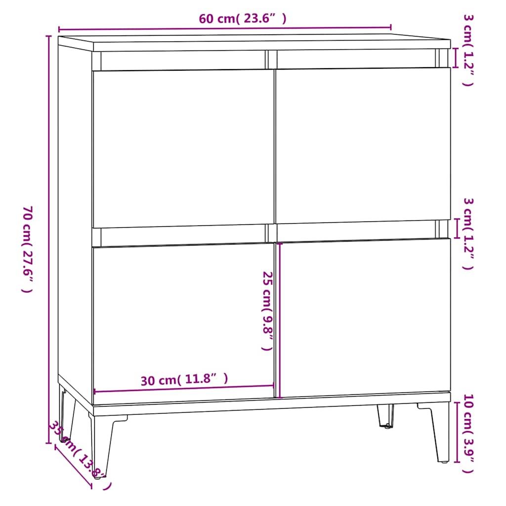 Komoda sivog hrasta sonome 60x35x70 cm od konstruiranog drva