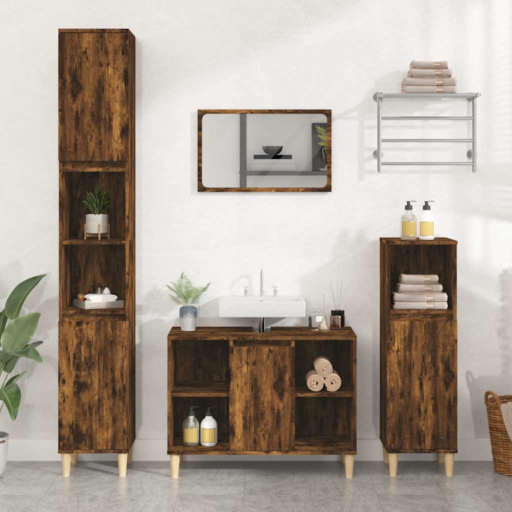 Ormarić za umivaonik boja dimljenog hrasta 80x33x60 cm drveni