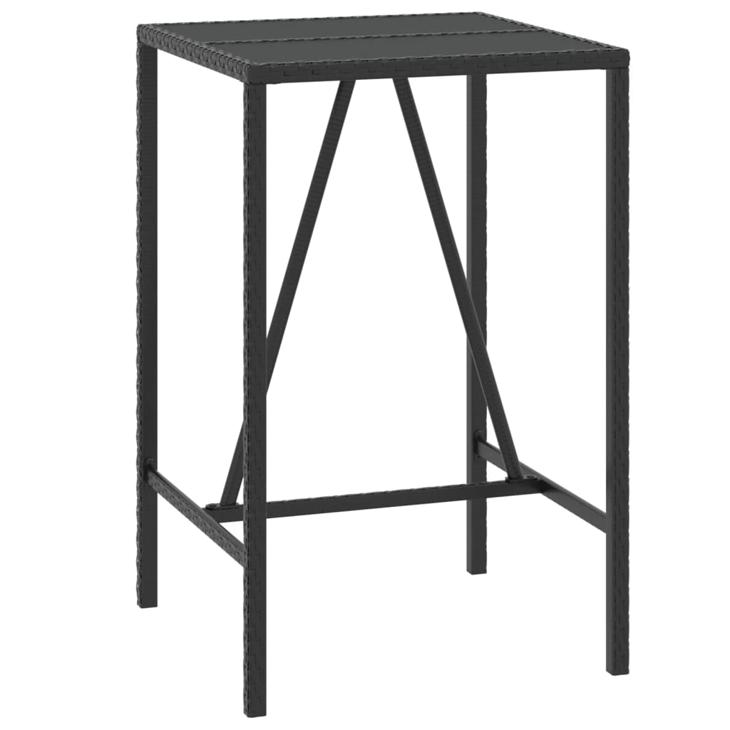 Barski stol sa staklenom pločom crni 70x70x110 cm od poliratana