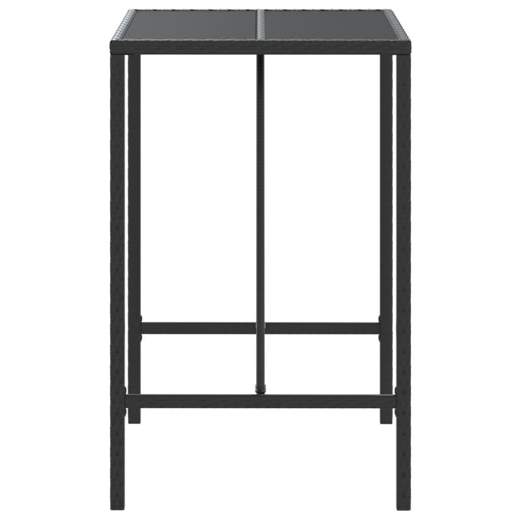 Barski stol sa staklenom pločom crni 70x70x110 cm od poliratana