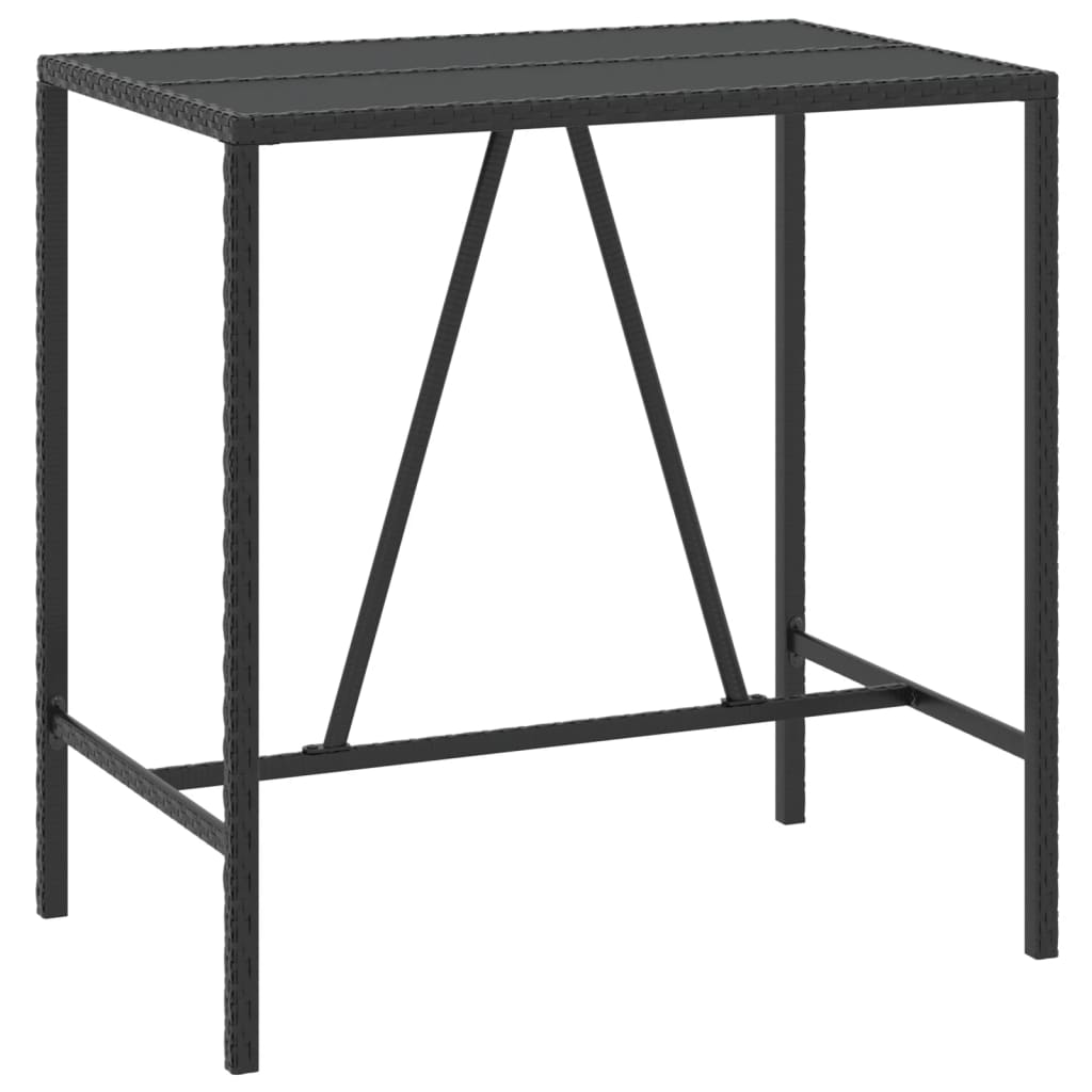 Barski stol sa staklenom pločom crni 110x70x110 cm poliratan