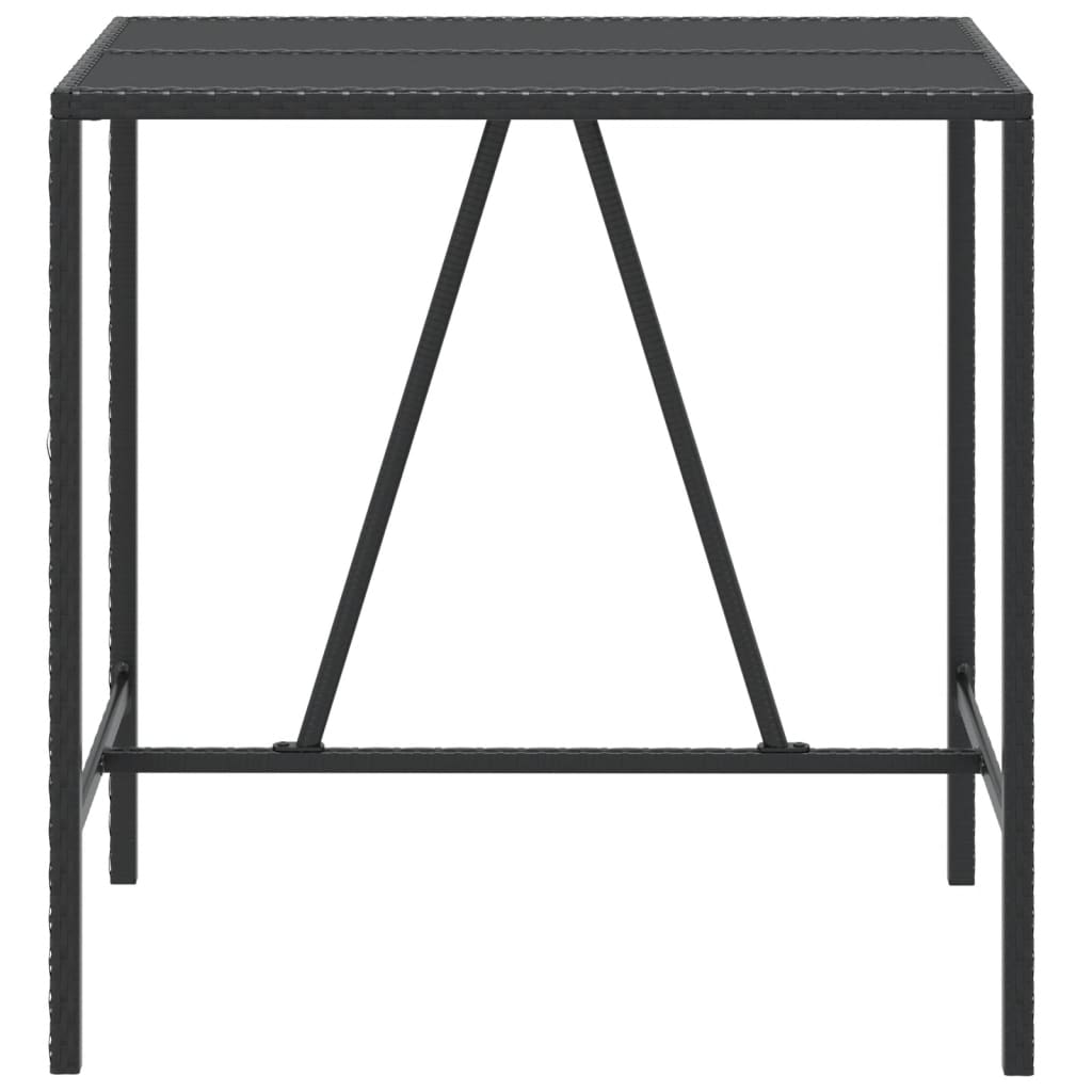 Barski stol sa staklenom pločom crni 110x70x110 cm poliratan
