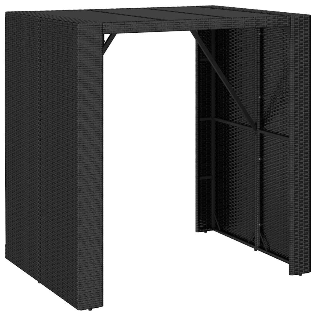 Barski stol sa staklenom pločom crni 105x80x110 cm poliratan