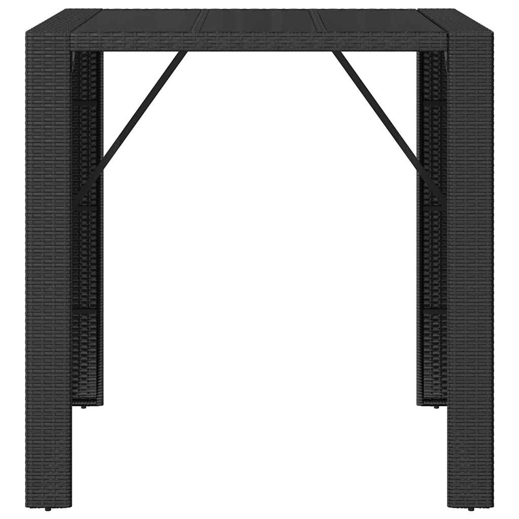 Barski stol sa staklenom pločom crni 105x80x110 cm poliratan