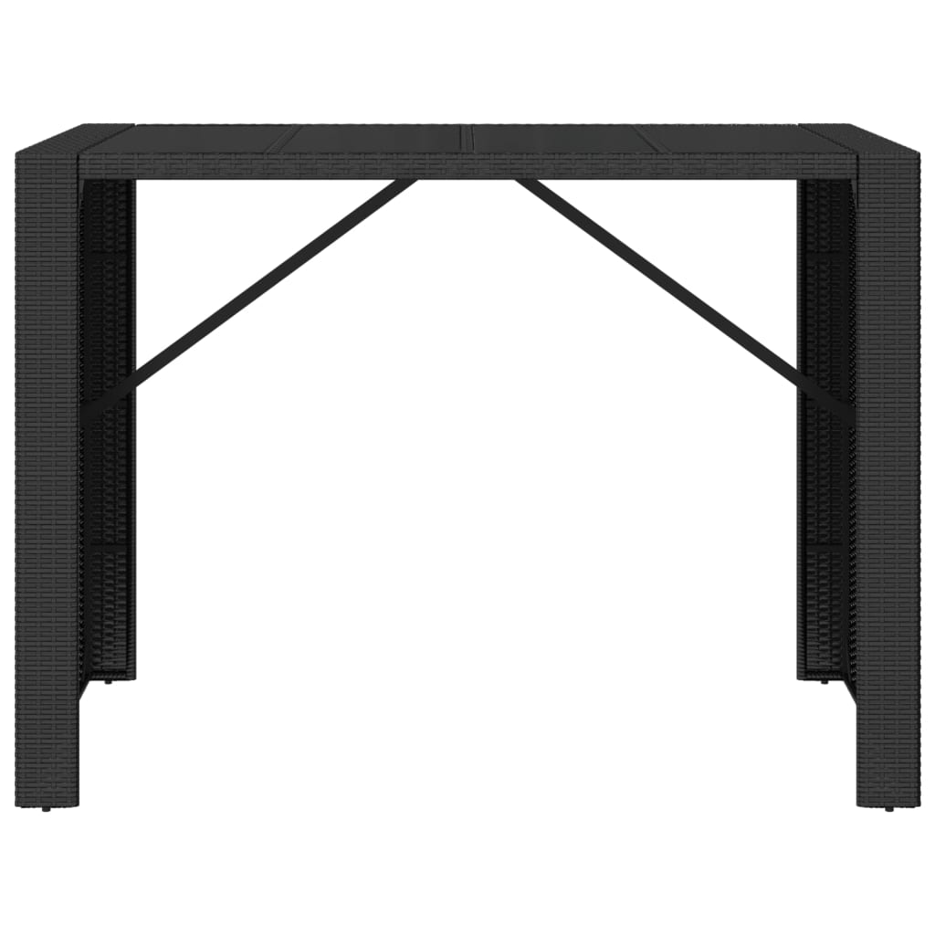 Barski stol sa staklenom pločom crni 145x80x110 cm poliratan