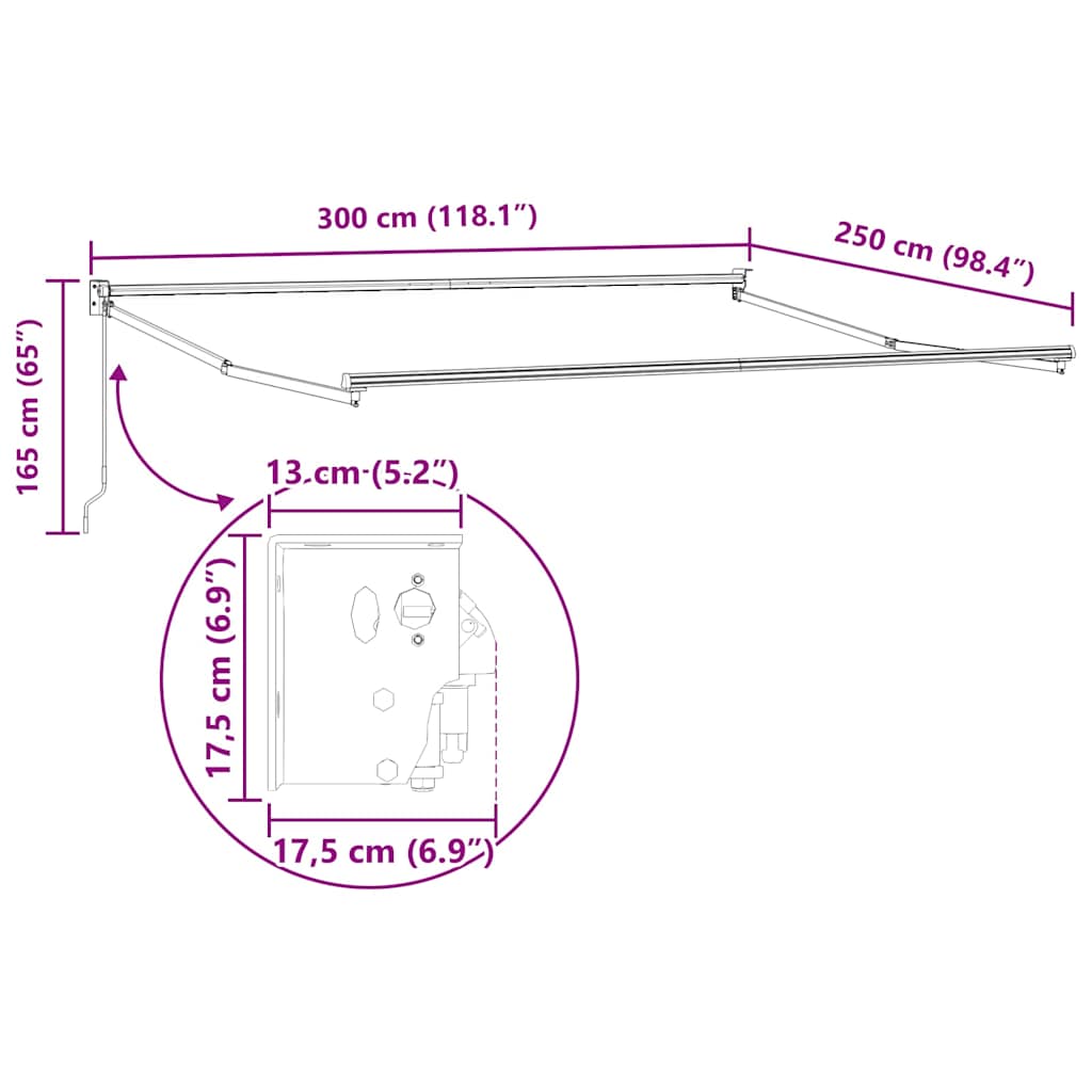 Sklopiva konstrukcija tende Bijeli 300 x 250 cm Aluminij