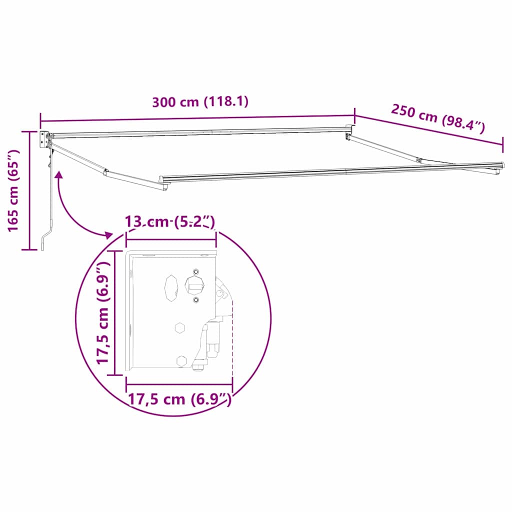 Sklopiva konstrukcija tende Bijeli 300 x 250 cm Aluminij