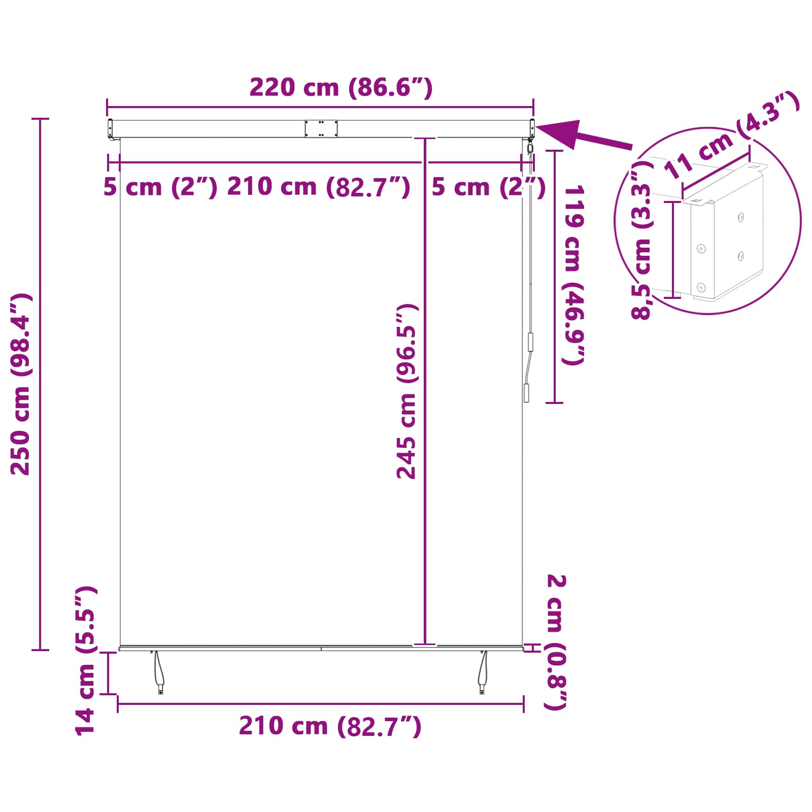 Rolo zavjesa Narančasta i smeđa 200 x 250 cm Tkanina i aluminij