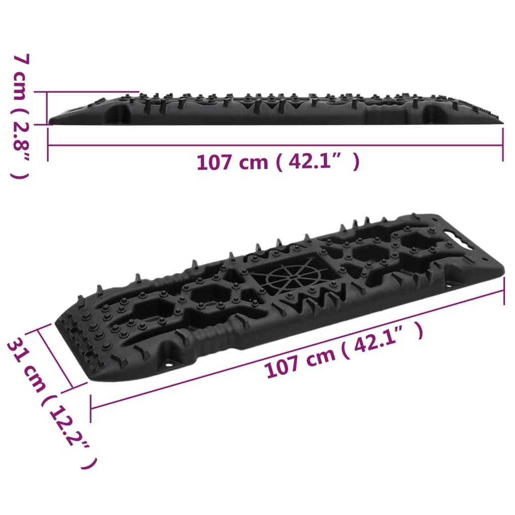 Daske za vuču 2 kom crne 107 x 31 x 7 cm najlonske
