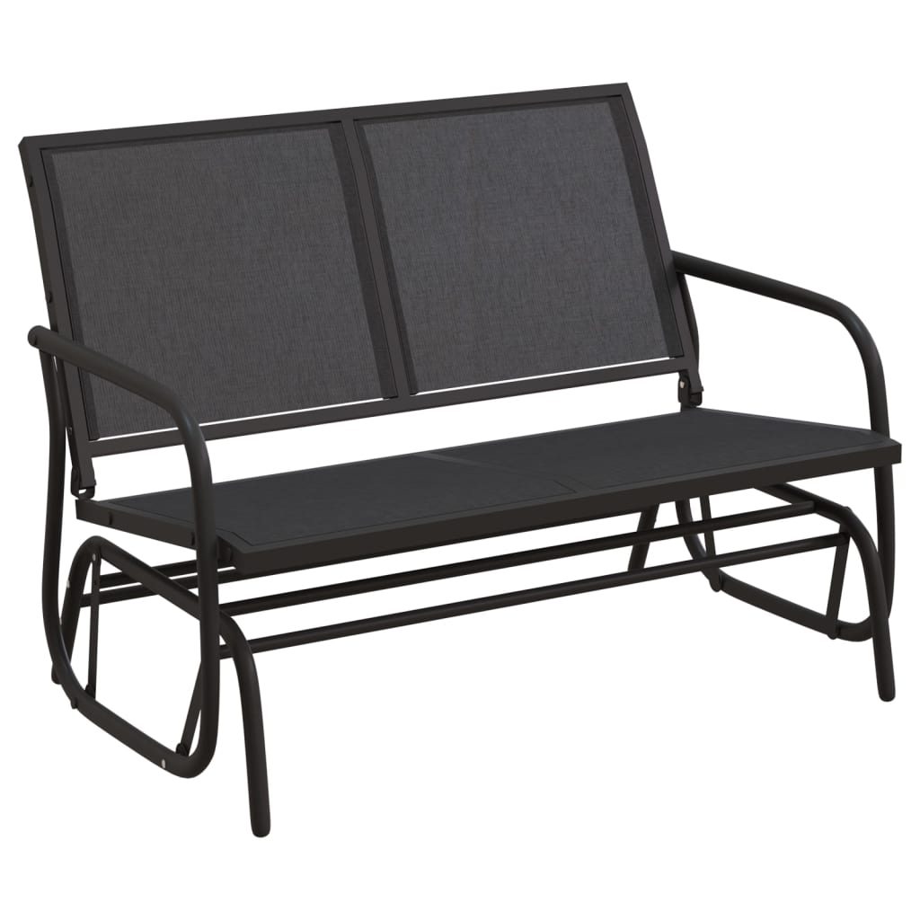 Vrtna klupa za ljuljanje crna 120,5x76x86,5 cm tekstil i čelik
