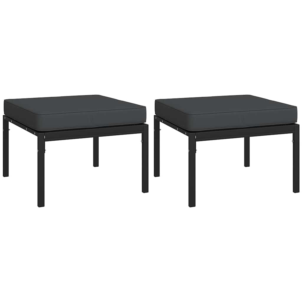 Vrtni taburei sa sivim jastucima 2 kom 60 x 60 x 35 cm čelični