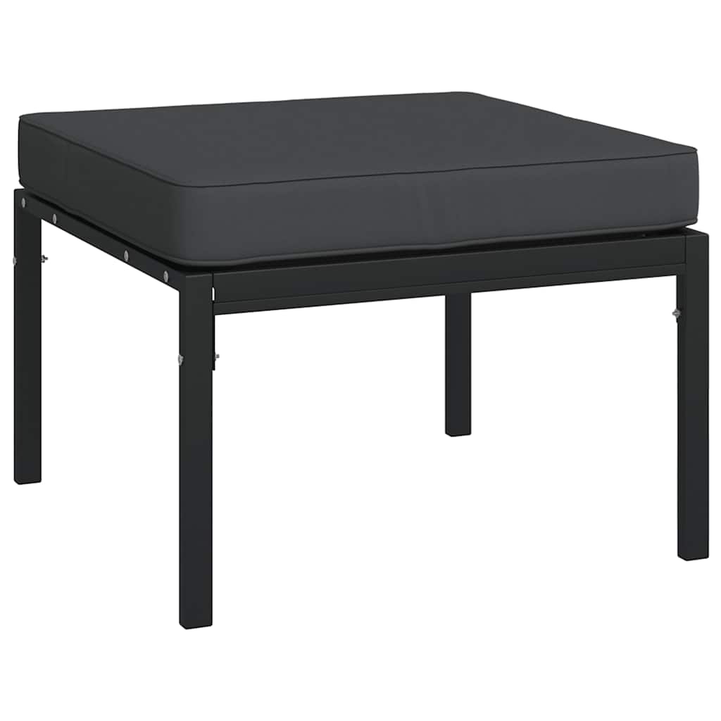 Vrtni taburei sa sivim jastucima 2 kom 60 x 60 x 35 cm čelični