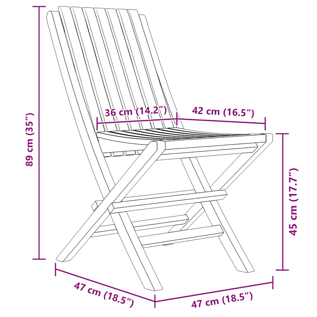Sklopive vrtne stolice 2 kom 47x47x89 cm od masivne tikovine