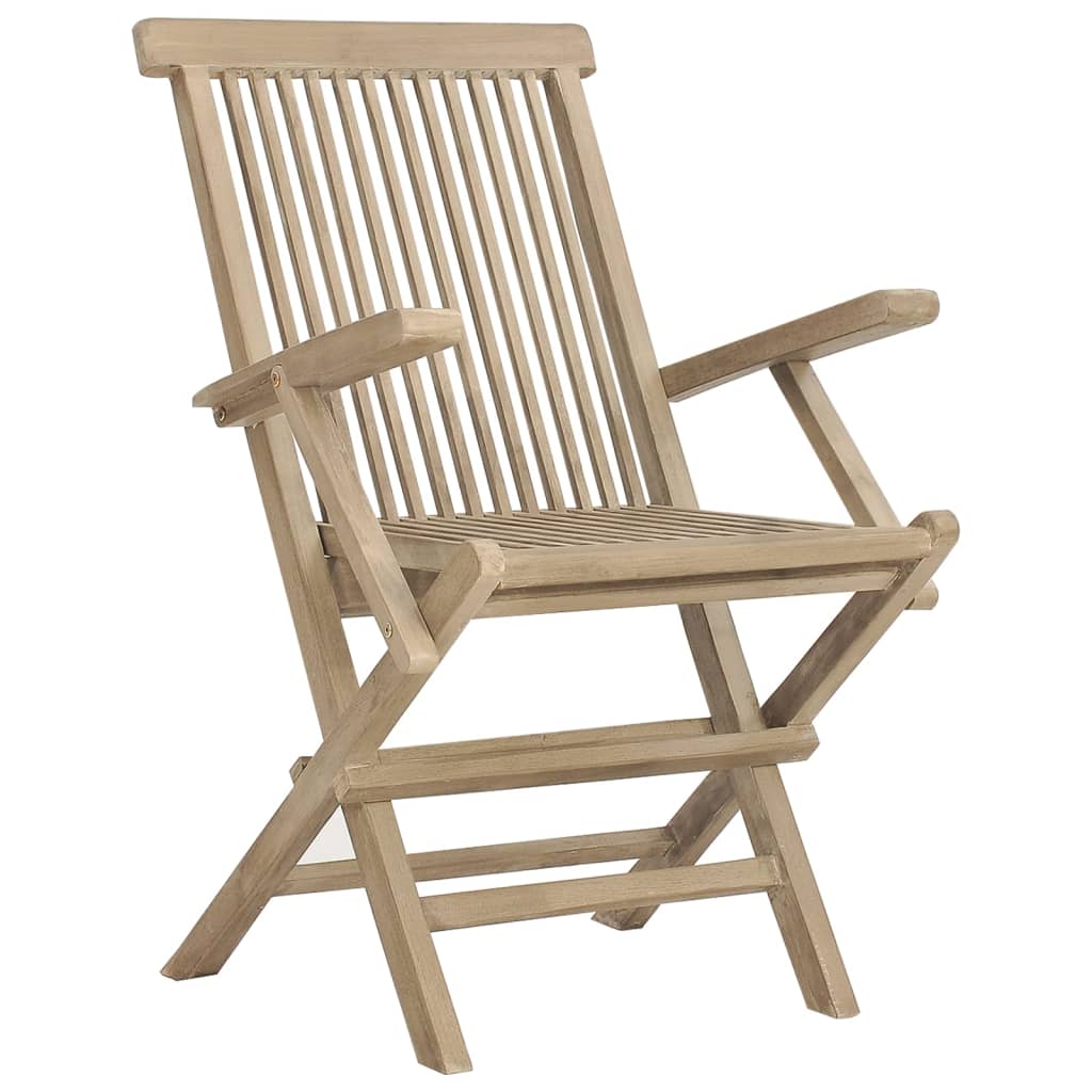 Sklopive vrtne stolice 2 kom sive 56x61x89 cm masivna tikovina