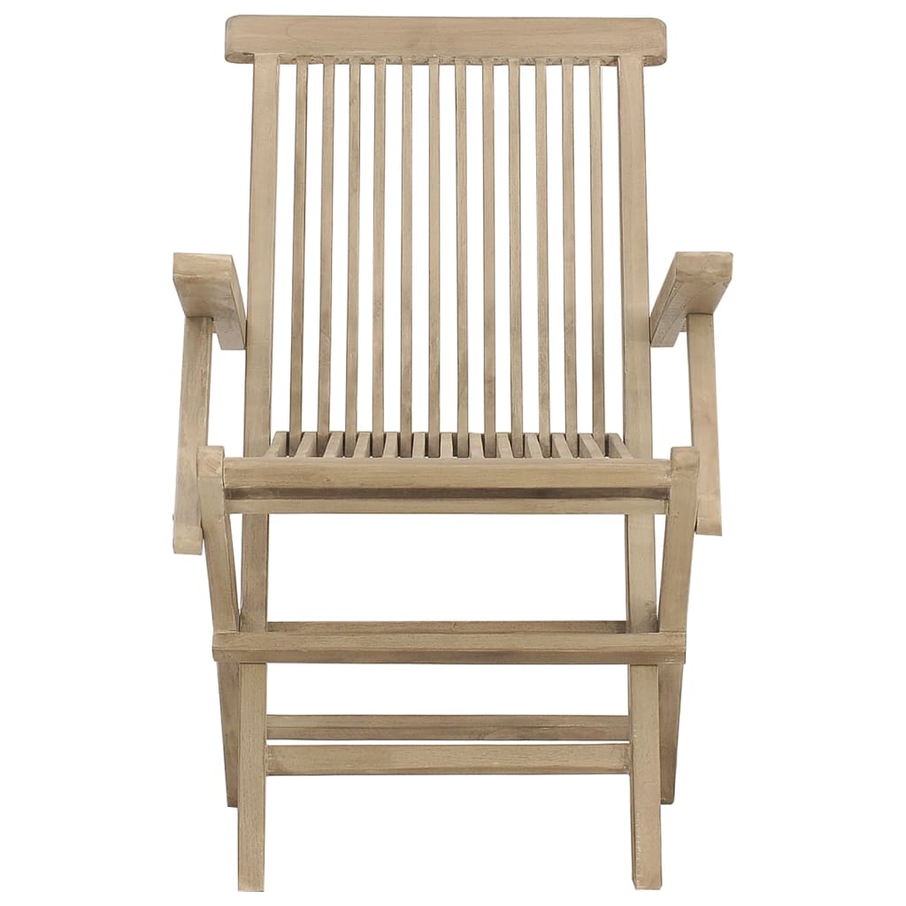 Sklopive vrtne stolice 2 kom sive 56x61x89 cm masivna tikovina