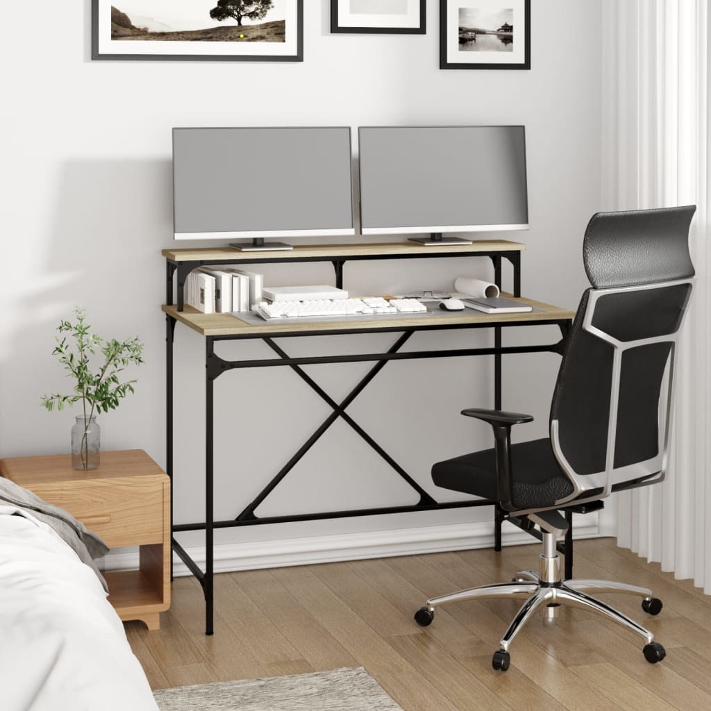 Radni stol boja hrasta 100x50x90 cm konstruirano drvo i željezo