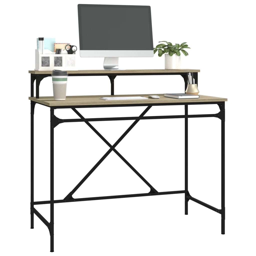 Radni stol boja hrasta 100x50x90 cm konstruirano drvo i željezo