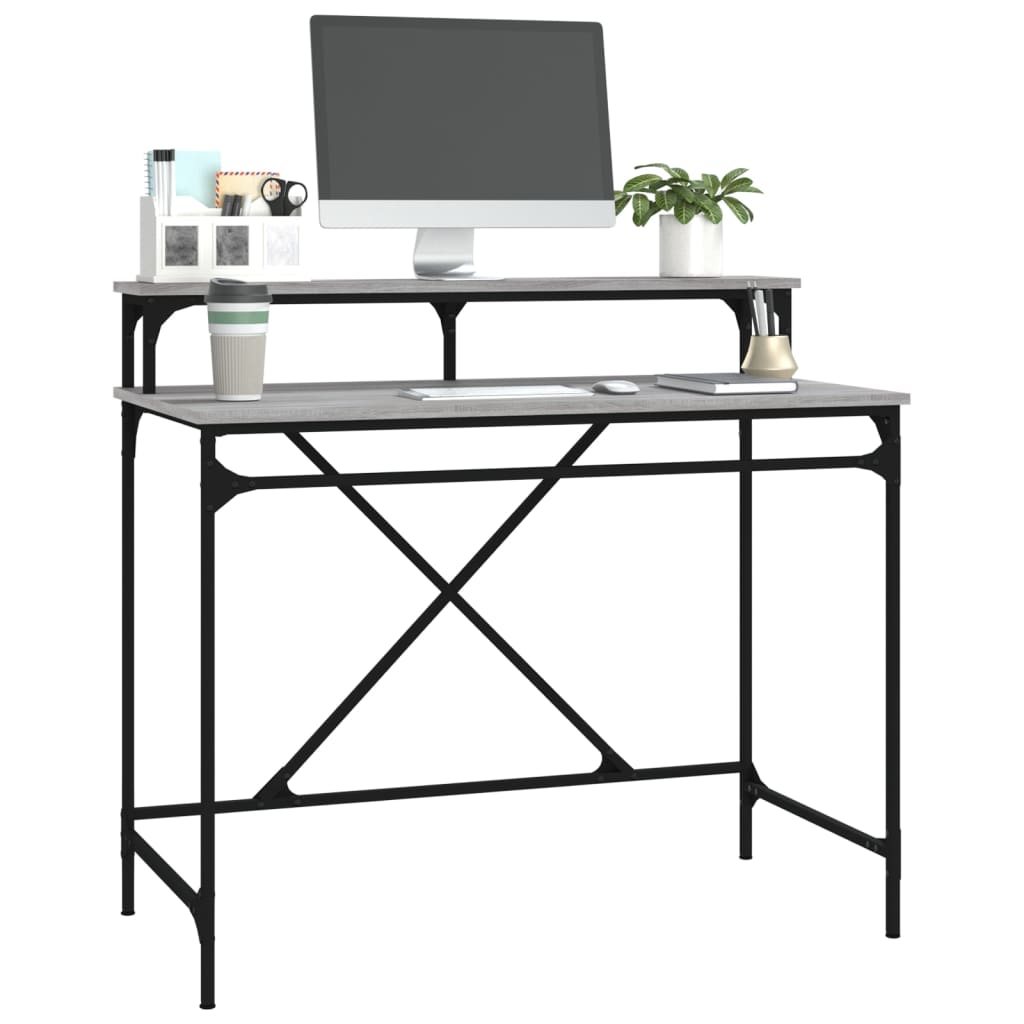 Radni stol boja hrasta 100x50x90 cm konstruirano drvo i željezo