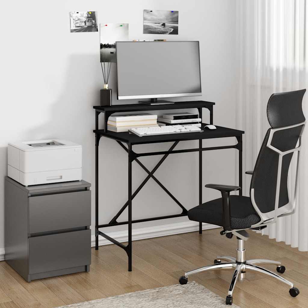 Radni stol crni 80 x 50 x 90 cm konstruirano drvo i željezo