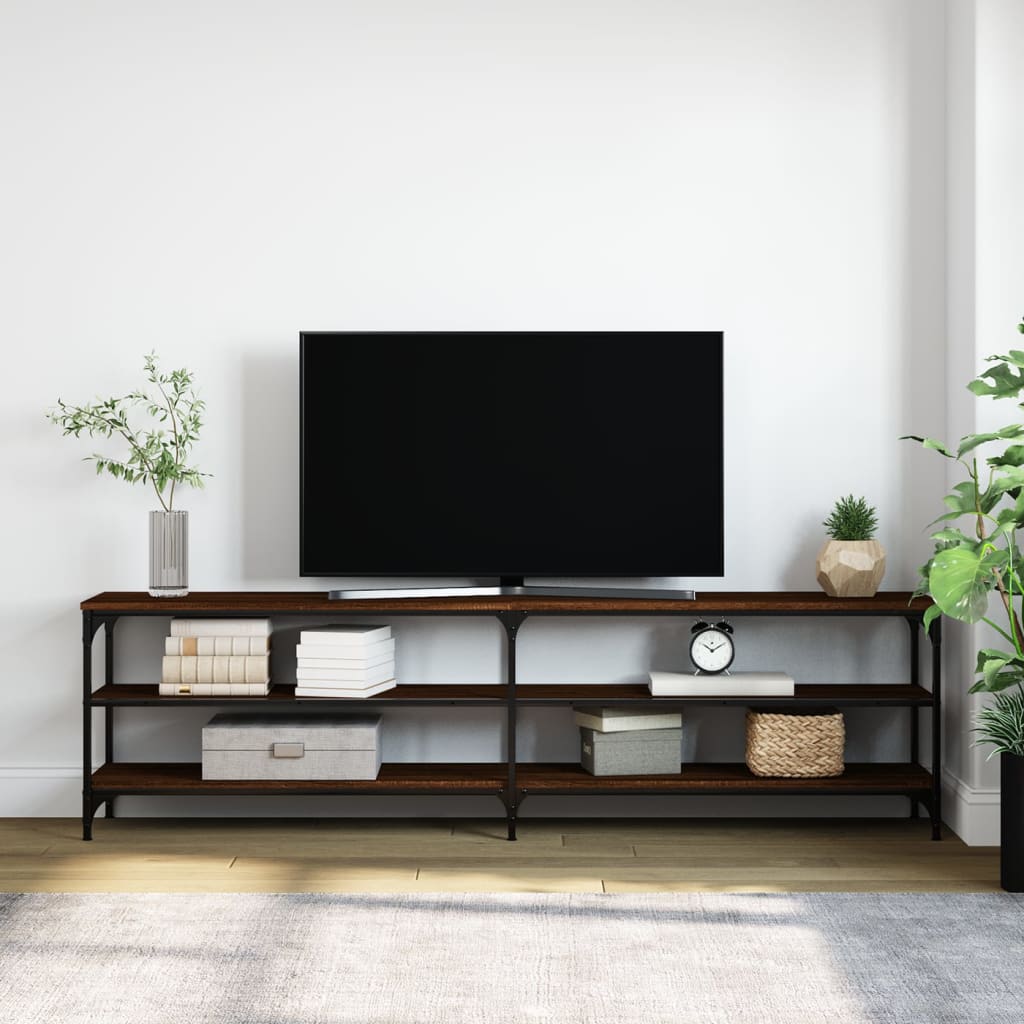 TV ormarić boja hrasta 180x30x50 cm konstruirano drvo i metal